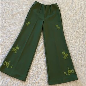 Vintage green embroidered Bellbottoms